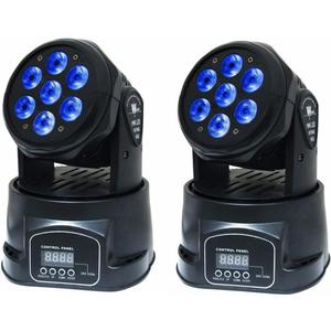 Moving Head Light RGBW Stage Lighting DJ Lights 7 x 10W LED Beam Spotlight 9/14 CH Wash Light with DMX and Sound Activated for Party Church Wedding Bar Christmas Halloween Disco