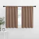 NICETOWN RV Blackout Curtains for Camper Windows, Window Treatment Thermal Insulated Rod Pocket Small Blackout Draperies/Drapes for Bedroom/Kitchen (Cappuccino, Set of 2, 34" Wide by 36" Long)