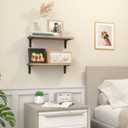 RICHER HOUSE Rustic Wood Shelves Set of 2, Farmhouse Style Floating Shelf for Wall Dcor, Hanging Shelves for Bathroom, Bedroom, Storage, Kitchen, Living Room - Carbonized Black | for Wall Dcor, for Bathroom, Bedroom, Storage, Kitchen, Living Room