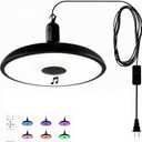 HOREVO Plug in Pendant Light Hanging Lamp Fixture for Kitchen Island 18W Farmhouse Adjustable Pendant Lighting with Color Change for Kitchen, Bar, Dining Room, Bedroom, Living Room, Entryway, Garage (Upgrade-Black-12inch)