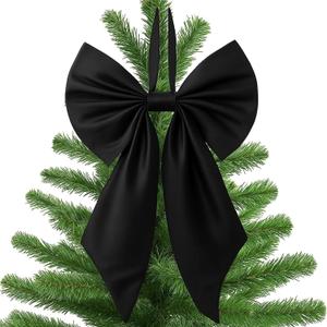 Janinka Christmas Tree Topper Bow 22, Large Bow for Decor, Birthday Party Backdrop, Ribbon Hanging Decor for Christmas Room Backdrop Wedding Party Coquette Room Decorations(Black,Polyester)