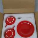 ionEgg Porcelain Coffee Cup with Saucer 220ml/7.3oz for Cappuccino, Latte, and Tea, Red, Set of 2