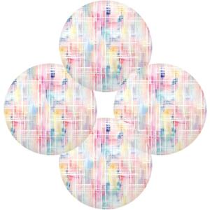 Qilmy Tie Dye Stripes Round Placemats Set of 4, Heat Resistant Washable Polyester Placemats for Kitchen Dining Table Decoration (15.4 Inch x 4pcs)