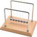 CERROPI Large Newtons Cradle Pendulum with 7 Balls, Physics Perpetual Motion Desk Toys for Office, Calm Down Fidgets, 50+ Sec Swingtime (Beech Base)