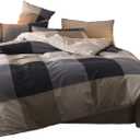 Jane yre Plaid Duvet Cover King 3 Pieces Cotton Bedding Vintage Checkered Luxury Breathable Comfy