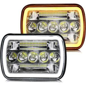 CO LIGHT 5x7 7x6 Inch Rectangle Led Headlight Bright High Low Beam H6054 White Amber DRL, Compatible with XJ Wrangler YJ Replacement H5054 H6054LL 2PCS