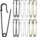Safety Pins (Upgraded), 3" Large Safety Pins Pack of 30 for Clothes Leather Canvas Blankets Crafts Skirts Kilts, Extra Large Safety Pin Heavy Duty Safety Pins (Black, Silver, Bronze) (Mix Color)