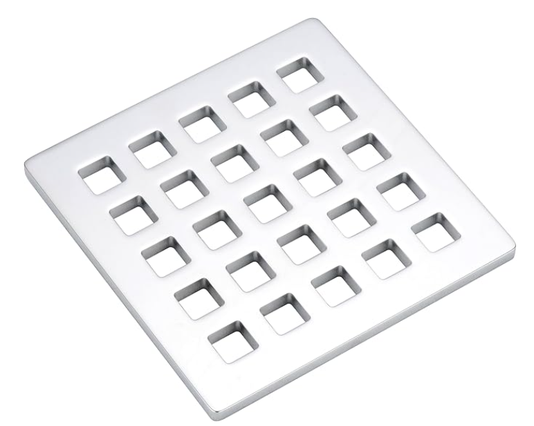 3.75 Inch Square Shower Drain Cover 5mm Thick Floor Drain Square Grille (Silver)