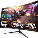 27 Inch Curved 180Hz Gaming Monitor, 1800R Curved Gaming Monitor, 1ms MPRT, FHD(19201080P), Freesync, HDMI2.0,DP1.4, VESA Mountable(DP&HDMI Cable Incl