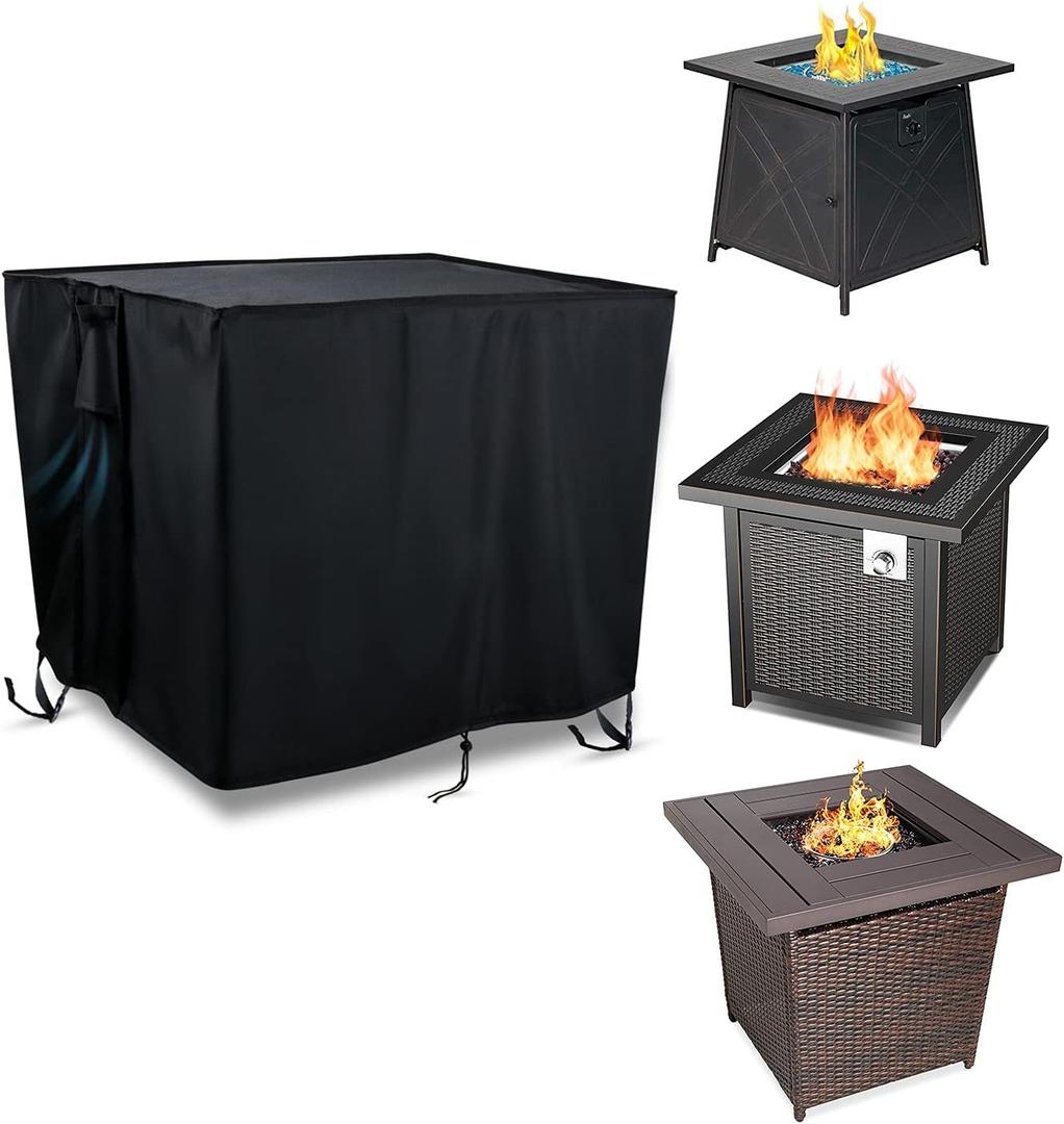TheElves Fire Pit Cover, 30 Inch Patio Fire Pit Covers Square Gas Firepit Table Cover for Outdoor Propane Fire Pit - 28''L x 28''W x 25''H