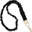 lasuroa Stretchy Scrunchie Lanyard for ID Badges Keys, Teacher Neck Lanyard with Secure Clip Soft Elastic Keychain Card Holder for Women Nurse Doctor (Black) (Black, M)