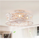 LEDIARY Caged Ceiling Fan with Light and Remote, 16in Small Low Profile Ceiling Fans with Lights, 6 Speed and Reversible Farmhouse Flush Mount Ceiling Fan for Bedroom, Kitchen, Living room