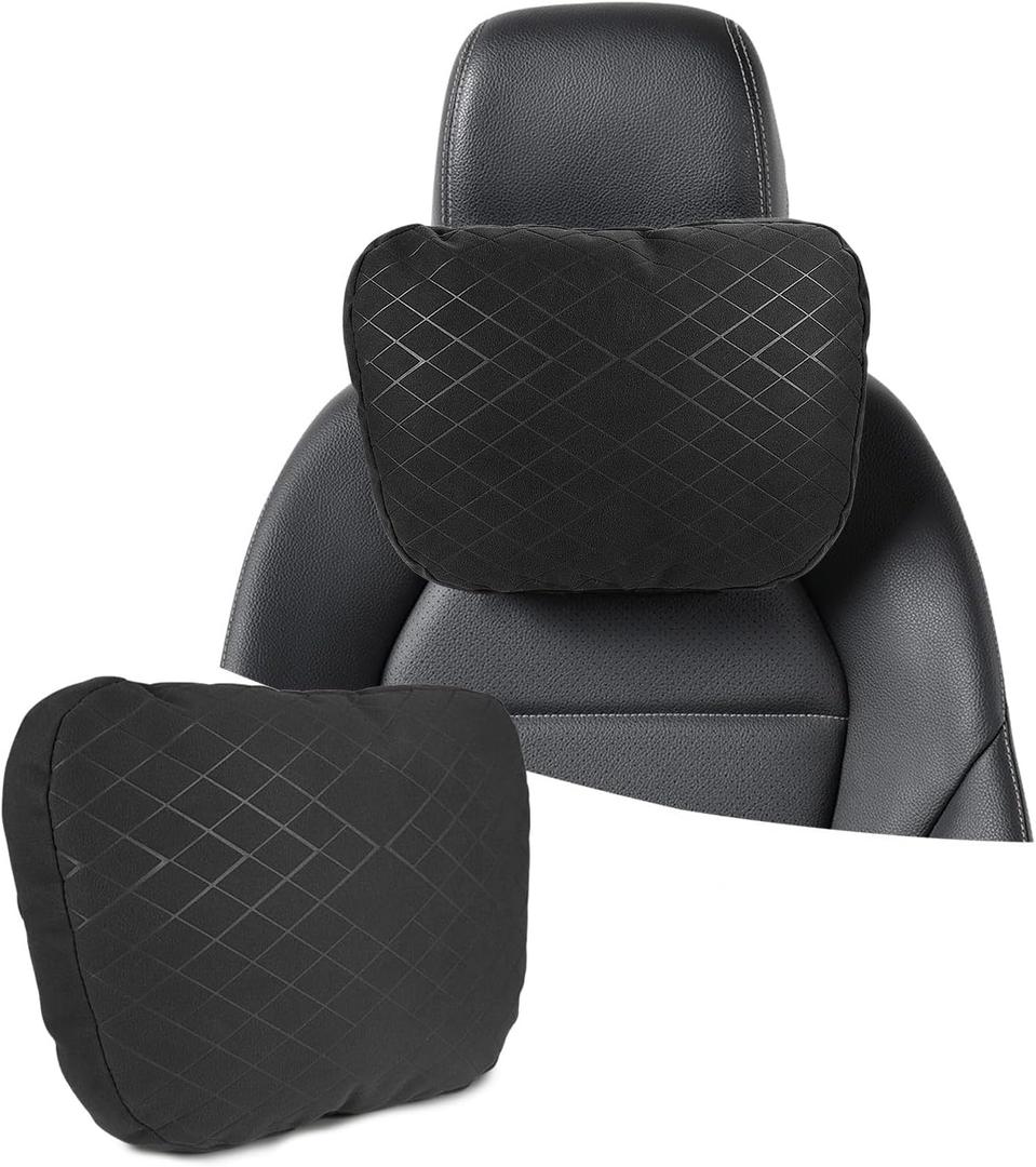 Suede Car Neck Pillow for Tesla 3 Highland Model Y Juniper 2025 2026 with Adjustable Elastic Strap Soft Vehicle Seat Headrest Cushion, Auto Neck Support,Tesla Interior Accessories1 Piece