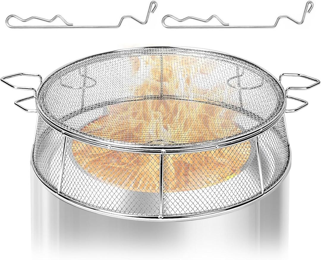 Fire Pit Spark Shield Cover for Solo Stove Bonfire 19.5",304 Stainless Steel Outdoor Spark Screen with Stand & 2 Guide Sticks,Fire Pit Lid & Cooking Accessories