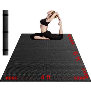 VTORY Extra Thick Large Exercise Mat, 6'x4'/7'x5'/8'x6'/10'x6'x8mm(1/3 inch) , Non-Slip, PVC, Ultra Durable, Heavy-Duty Mat, Shoes-Friendly, High-Density, Large Wide Yoga Mat, Workout Mat for Home Gym, Cardio, Strength, HIIT, MMA