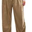 TARSE Women Corduroy Baggy Harem Pants Drawstring Loose Wide Leg Casual Lounge Pant 2025 Travel Vacation Clothes with Pockets (Brown, M)