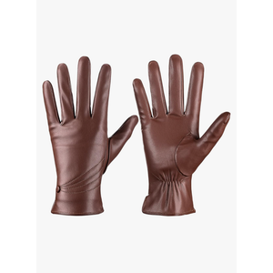 Winter Leather Gloves for Women, Warm Touchscreen Driving Texting Cashmere Lined Gloves, Brown, XL