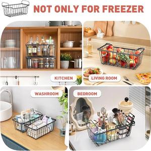 Goovilla Freezer Organizer Bins with Foldable Handle, 4 Pack Stackable Freezer Baskets for 3.5-7 Cu.FT Deep Chest Freezer Organization, Coated Metal Freezer Storage Bins with Better Space Utilization  12x10 3 Pack, Black