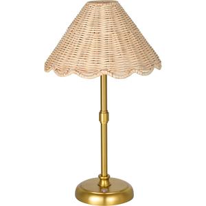 Cordless Boho Rattan Table lamp, 5200-mAh Rechargeable Battery, 3-level Brightness Dimmable, Build-in Integrated LED 320 Lumen Max, Rattan Shade, for Bedside Restaurant Resort Hotel Dining Table