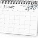 Small Desk Calendar 2025, Cabbrix Standing Flip Desktop Calendar Covers 12 Months Runs from July 2025 to June 2026, Flip Desk Calendars with Stickers and Leaf Design 8x6"