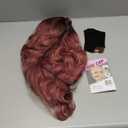 Long Wavy Pink Wig for Women 26 inch Curly Middle Part Ombre Hair Wig Natural Looking Upgraded Synthetic Protein Fiber Natural Looking Wig Cosplay Costume Wig(26'' Ombre Pink)