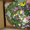 Yawwind 22 Inches Summer Wreaths for Front Door Farmhouse Summer Door Wreath Colorful Spring Floral Wreath with Wildflower Pansy Orchid for Window Porches Indoor Decoration