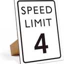 Set of 2 Pack, Race Car Birthday Decor, Speed Limit Sign, Fast Four, Race Car Birthday Party Decorations, 8×11 Wooden Play Sign with Stand, Let's Go Racing Party Supplies for Boy Race Fans - LP065