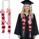 Thiccywoov 1 Pcs Graduation Lei 2026 Artificial Graduation Candy Lei Ribbon Phalaenopsis Flower Necklace Ending with Ribbons and Tassels for Gifts Party Accessories Ceremony 4.9 ft