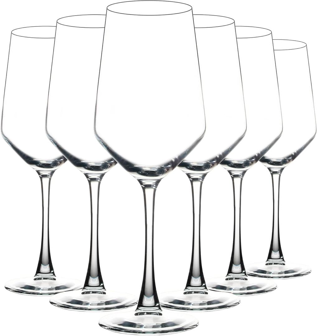 YANGNAY Glasses Set of 6, 13 Oz Red or White Glass with Stem, Perfect for Home, Restaurant, Dishwasher Safe (Clear)