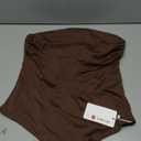 REORIA Women's Sexy Strapless Ruched Bodysuit Tube Top Sleeveless Trendy Body Suits L, Brown