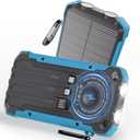 Luvknit Solar Charger Power Bank 20,000mAh Portable Wireless Charger, Fast Charging External Battery Bank with 6 Outputs for Cell Phones,Portable Solar Panel with Dual Flashlight for Camping