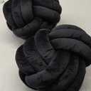 Namalu 2 Pcs Soft Knot Pillow Ball, Decorative Round Throw Knotted Pillows Cushion, Handmade Stuffed Ball Pillows for Christmas Winter Bedroom Sofa Couch Home Decor(10.6 Inches,Black)