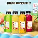 Hsei 200 Sets 12oz Plastic Juice Bottles with Caps Bulk Reusable Empty Clear Beverage Container With Lids, Labels, Funnel and Brush for Drinking Smoothie Drink Juicing Tea Milk Water