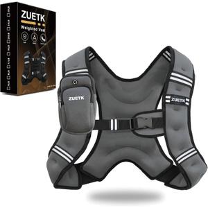 ZUETK Weighted Vest, Weight Vest with Reflective Stripe, Weighted Vest for Men Women Workout Equipment for Strength Training, Running, Jogging, Fitness, Weight Loss (Grey with Bag) 12LB