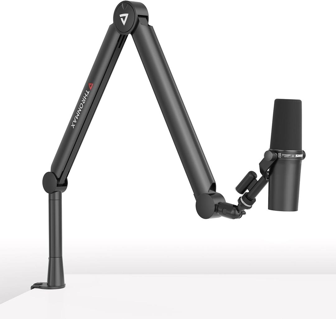 Boom Arm Stand THRONMAX S8 Mic Stand for Game Streaming and Broadcasting/Sturdy and Universal Mic Arm with 1/43/8" to 5/8" AdapterAll-Metal and Fully Adjustable Mic Arm