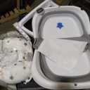 BEBELEH Collapsible Baby Bathtub with Thermometer Bathtub + Baby tub Sling + Newborn Sling Baby Bathtub Newborn to Toddler 0-24 Months The Ultimate Baby Bath Tub! (with Thermometer, Gray)