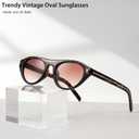 Gleyemor Designer-inspired Trendy Sunglasses for Women Men Retro Oval Shape Tortoise Shell Sun Glasses