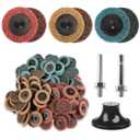 92PCS 2 Inch Quick Change Sanding Discs Set:90PCS Surface Conditioning Pneumatic/Die Grinder Sanding Discs with 1/4" Roll Lock Holder Pad for Metal Strip Clean Polish Burr Finish (Fine Medium Coarse)