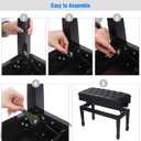 Adjustable Duet Piano Bench with Storage, Heavy Duty Double Piano Benches with Leather Cushion, Black Piano Bench for Adults, 13.8" D x 31.5" W x 19.3" H