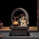 Tabletop Water Fountain Buddha Statue Zen Meditation Desktop Indoor Waterfall Fountain Tabletop Humidifiers Relaxation for Office, Living Room, or Bedroom