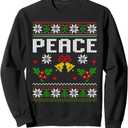 Peace I Come In Peace. Couple Matching Ugly Christmas Sweater Sweatshirt Size Large