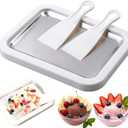 Rolled Ice Cream Maker Kit - 2026 New Stainless Steel Instant Freeze Plate with 2 Scrapers & Tray, Easy DIY Homemade Ice Cream Rolls, At-Home Family Fun Dessert (White B)