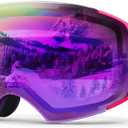 OutdoorMaster Ski Goggles PRO - Frameless, Interchangeable Lens 100% UV400 Protection Snow Goggles for Men & Women (Pinkframe Purplerevoredlens Vlt45%)