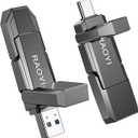 RAOYI 256GB USB C External SSD, 2-in-1 Solid State Drive Up to 450MB/s Dual USB 3.2 + Type-C Thumb Drive Portable SSD Drive for iPhone 15/16/17, Android, Tablet, PC and PS4 (Gray)