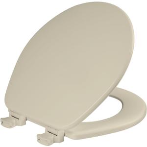 CHURCH Toilet Seat, Easy Clean Hinges Release for Deep Cleans, Durable Enameled Wood Seat, Round, Bone