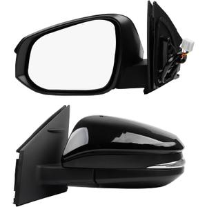 Dasbecan Left Driver Side Door Mirror Assembly Compatible with Toyota RAV4 2013 2014 2015 Power Glass Heated with Turn Signal Light Replaces TO1320310 87940-0R090 Black (7 Pins)