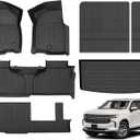 Hutisya-Floor Mats & Cargo Liner Set Fit for 2021-2026 Chevy Tahoe/GMC Yukon (Only 8 Seater, Not Fit XL) All Weather Protection Anti-Slip & Durable TPE Full Set Liners Automotive Accessories-Black