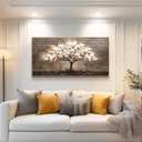 Wapluam Tree Of Life Wall Art,Neutral Abstract Canvas Painting Art Prints,Framed Wall Art,Wall Decor For Living Room,Nature Plant Modern Pictures For Bedroom Bathroom Dining Room Office Artwork 20x40