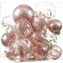 Clear Christmas Ball Ornaments,20ct Shatterproof Plastic Decorative Christmas Ornaments Hanging Xmas Tree Baubles Set with Stuffed Delicate Glittering Decorations for Holiday Party Decor(Rose Gold)