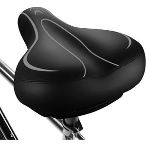 Xmifer Oversized Bike Seat, Comfortable Bike Seat - Universal Replacement Bicycle Saddle - Waterproof Leather Bicycle Seat with Extra Padded Memory Foam - Bicycle Seat for Men/Women (Gray)